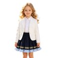 thumbnail image 4 of Shqvo Girls Ruffled Hem School Skirt, Elastic High Waist Skirt with Gold Glitter Strip Decoration, Kids Preppy Layered A‑Line Skirt for Back To School Uniform Daily Wear 3-15 Years, 4 of 6