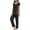 Black, variant on Tnhcen Women's Solid Color Sleepwear Two-Piece Set Short Sleeve Top & Long Pants | Soft Casual Loungewear PJS with Side Slits | S-2XL