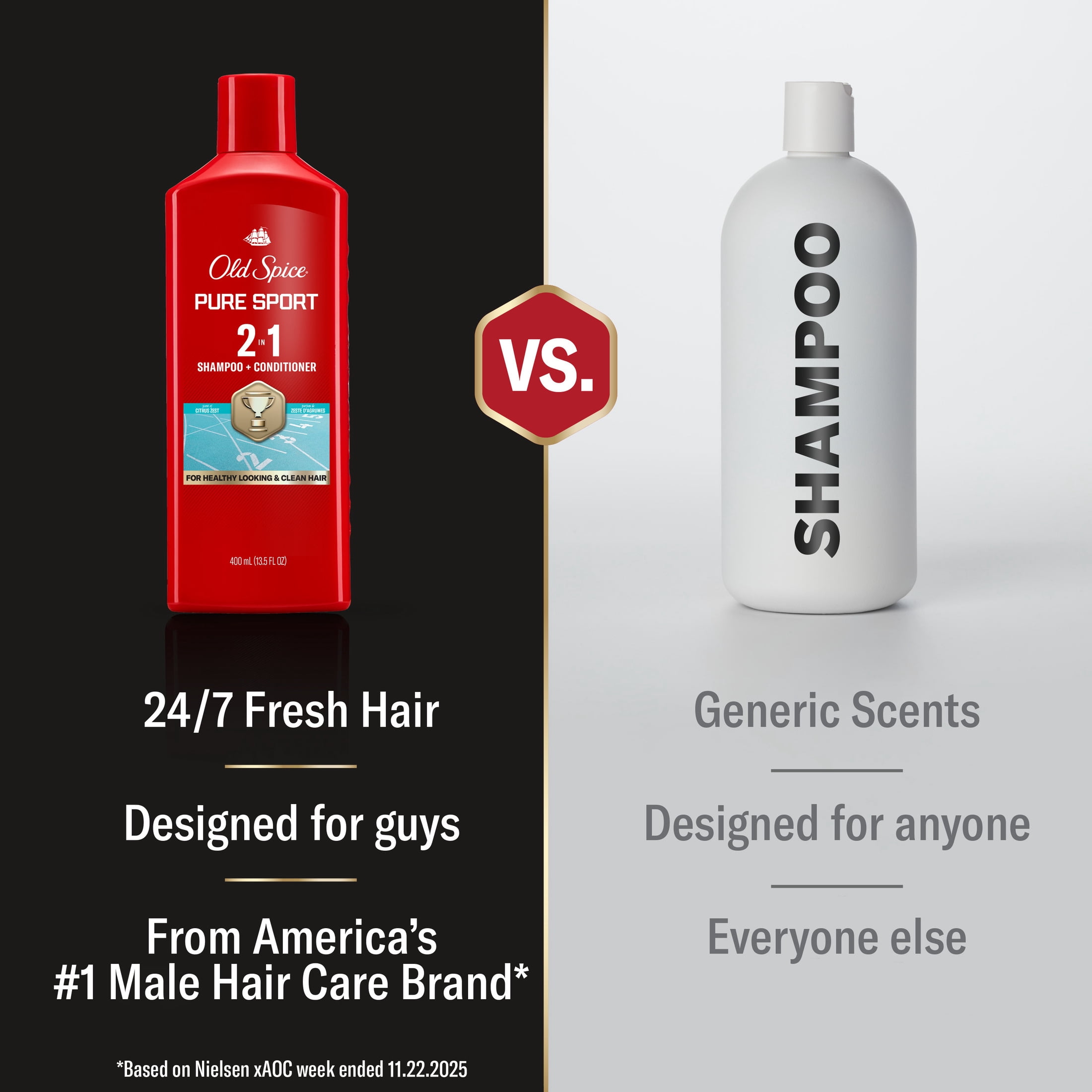 Old Spice Pure Sport 2in1 Mens Shampoo and Conditioner, 13.5 fl oz
