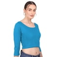 thumbnail image 3 of eloria Women's Cotton Scoop Neck Full Sleeve Tank Crop Tops Bustier Bra Vest Crop Top Bralette Readymade Saree Blouse for Women, 3 of 5