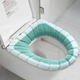 thumbnail image 3 of Clearance! Tunhigl Color Contrast Toilet Cushion Knitted Toilet Cover Winter Warm Toilet Seat Household Toilet Cushion, 3 of 5