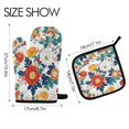thumbnail image 2 of Yayeee Oven Mitts and Pot Holder Set of 2 Heat Resistant Kitchen Gloves Baking Hot Pad, Colorful Flowers Pattern, 2 of 5