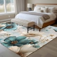 thumbnail image 4 of Large Area Rugs for Living Room Bedroom, Teal Tulip Butterfly 5'x8' Rug Washable Carpet Runner Indoor Outdoor, Beige Turquoise Floral Farmhouse Blue Non Slip Floor Mats Rug for Kitchen, Bathroom, 4 of 8