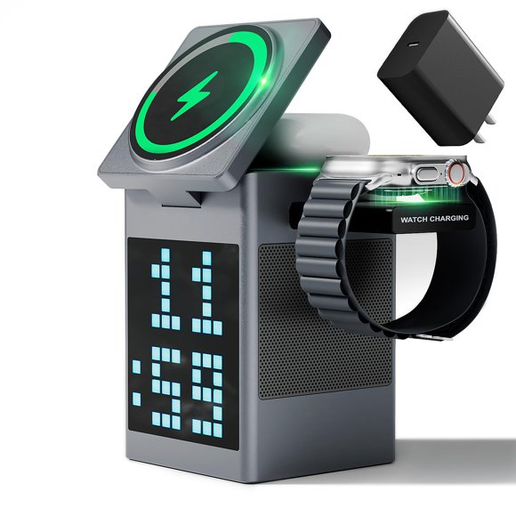 Altavoz con cargador inalámbrico Vivilumens Pixel Art con pantalla LED
