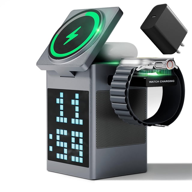 Altavoz con cargador inalámbrico Vivilumens Pixel Art con pantalla LED