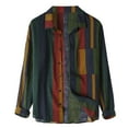 thumbnail image 2 of FINALGANG Mens Lapel Collar Button Color Block Stripe Print Roll Up Long Sleeve Bust Pocket Shirt Loose Fit Spring Daily Outdoor Casual Tops Soft Top Multicolor XXXL, 2 of 2