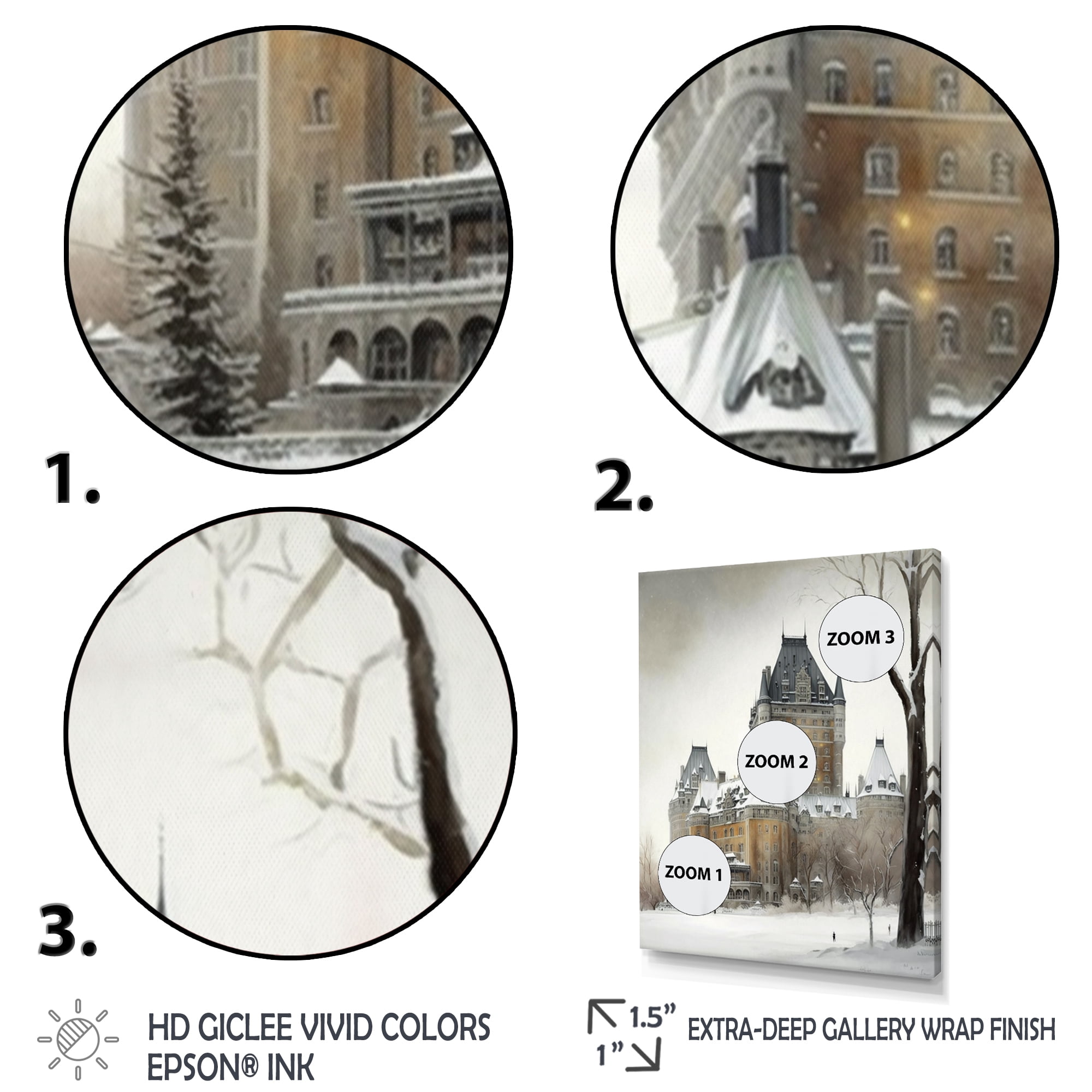 Designart Winter Season Chateau Frontenac I Canvas Wall Art