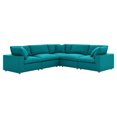 thumbnail image 1 of Modway Commix 5 Piece Down Filled Overstuffed Sectional Sofa in Teal, 1 of 5