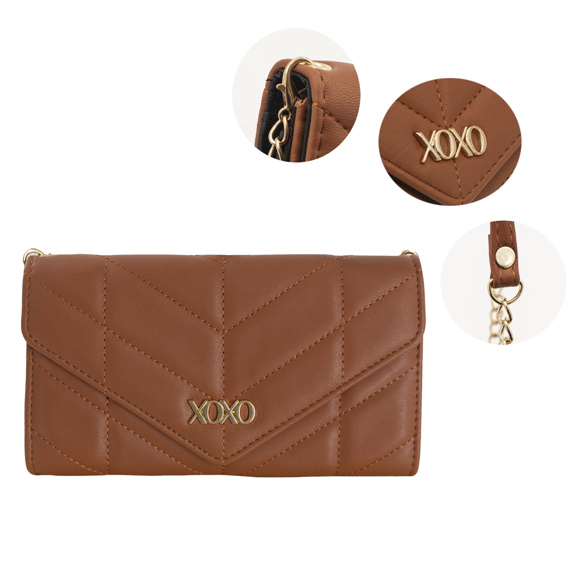 XOXO Women s Small Cognac Vegan Leather Quilted Fold Wallet