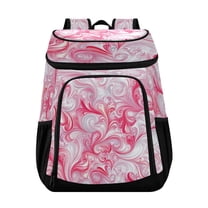 36 Can Capacity Insulated Backpack Cooler Lunch Bag for Picnics, Camping Red Intricate Swirls
