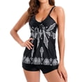 thumbnail image 5 of YTCAMLO 2 Piece Womens Bathing Suits Modest Tankini Swimsuits Summer Fashion Layered Tiered Floral Swim Skirt Top with Boyshorts, C XXL, 5 of 7