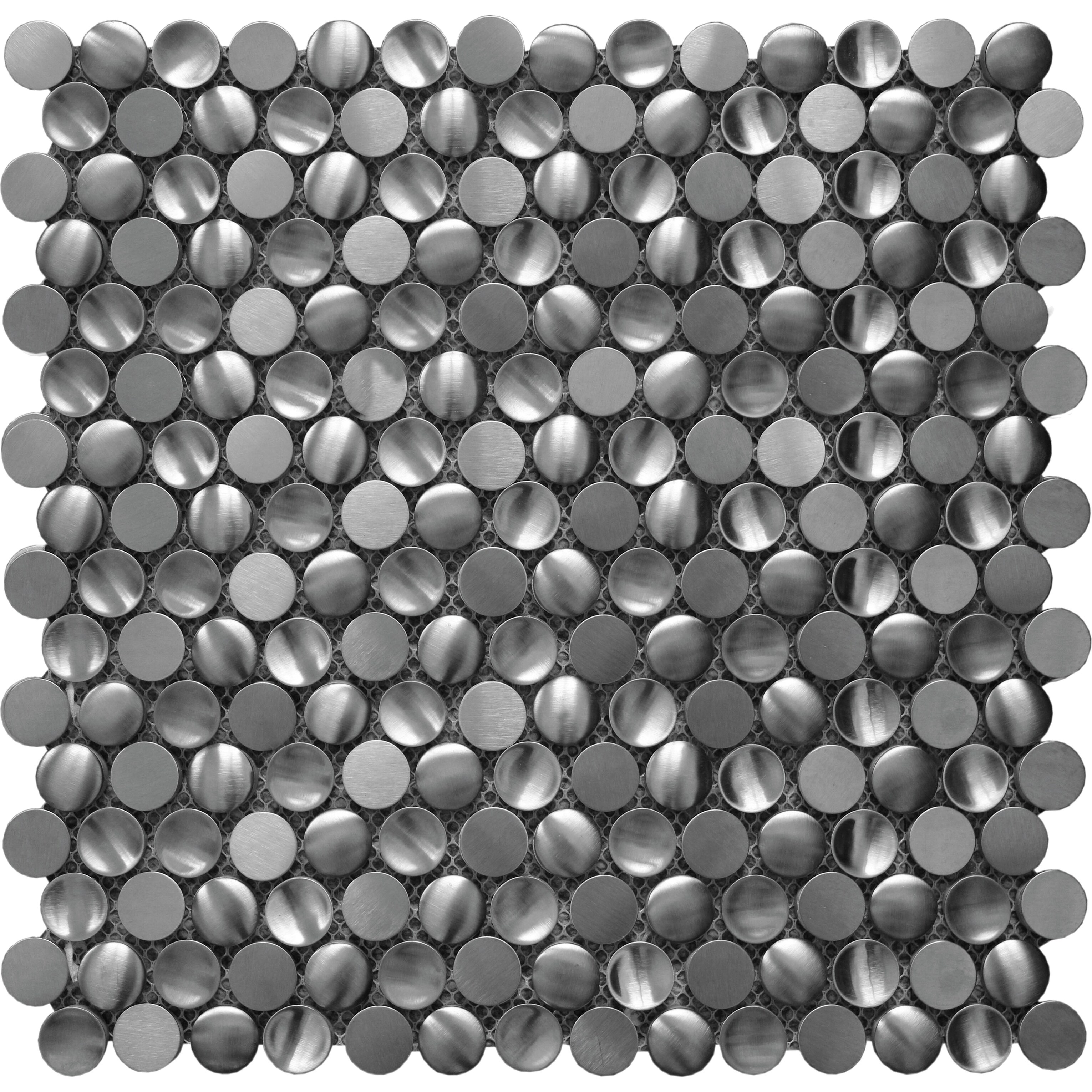 Apollo Tile   5 pack Silver 11.7-in x 11.7-in Polished Stainless Steel Penny Pebble Mosaic Wall Tile (4.75 sq ft/case)