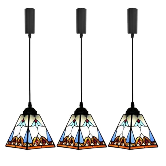 Kiven H Track Pendant Lightning,Adjustable Cord Length,Tiffany Style H Track Lighting Pendant Lights, 3 Lights