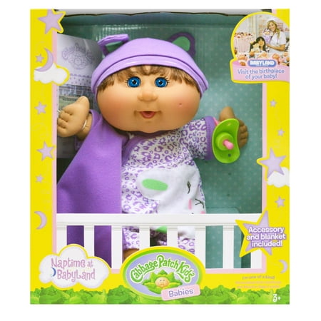 Cabbage Patch Kids Naptime Babies Doll, Brunette/Blue Eye Girl