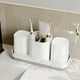 thumbnail image 4 of Organizador de baño | Portacepillos y pasta de dientes con orificios de drenaje | Portavasos de plástico blanco para fregadero, ideal para tazas y artículos de aseo, 4 of 6