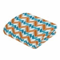 thumbnail image 5 of Turquoise Orange Flannel Blanket for Bed,Travel and Camping, Geometric Ripples Abstract Art Super Soft Cozy Blanket for All Seasons 50"x60", 5 of 7