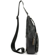 BULLCAPTAIN Men's Shoulder Backpack Water Resistant Theft Leather Chest Pack Cross Body Bag for Adventures