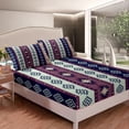 thumbnail image 4 of Rustic Southwestern Bed Sheets Twin Western Boho Aztec Sheet Set Exotic Bohemian Bedding Set Adults Tribal Geometric Triangle Fitted Sheet + Flat Sheet Purple Blue Mint Green 3 Pcs, 4 of 5