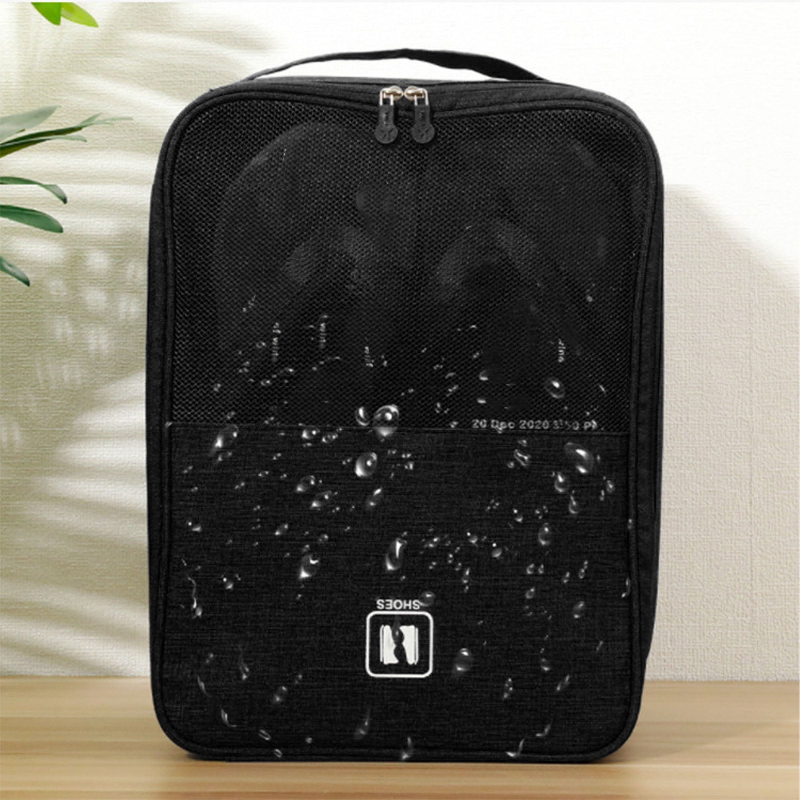 Yajisi 3 Layers Travel Shoe Bag Holds 3 Pair of Shoes Waterproof Portable Organizer Storage For Luggage, Camping And Gym Black, 13.8x10.2x8.3 in / 35x26x21 cm