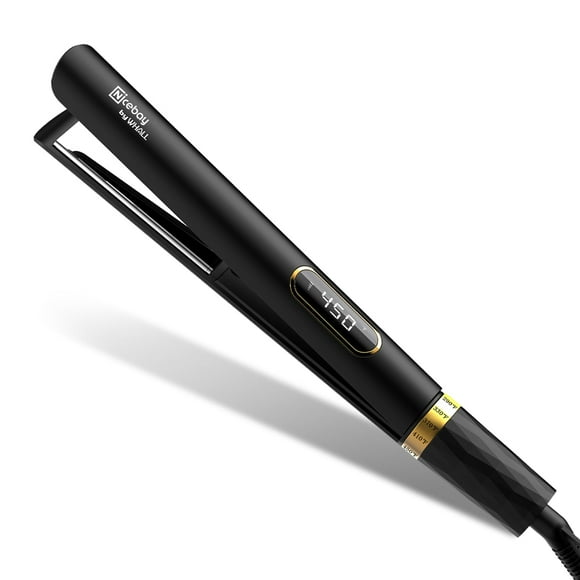 Nicebay Fer à Lisser et à Boucler Chauffage Rapide Fer à Lisser Titane avec 5 Réglages de Température et Technologie Ion Négatif, Adapté aux Voyages