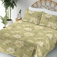 thumbnail image 3 of Ambesonne Nature Fitted & Flat Sheet with Shams 4 Pcs Set, Ethno Realistic Rose Pattern, King, Cream Dark Eggshell, 3 of 5