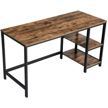 Computer Desk with Combination Wood & Metal Frame Including 2 Shelves