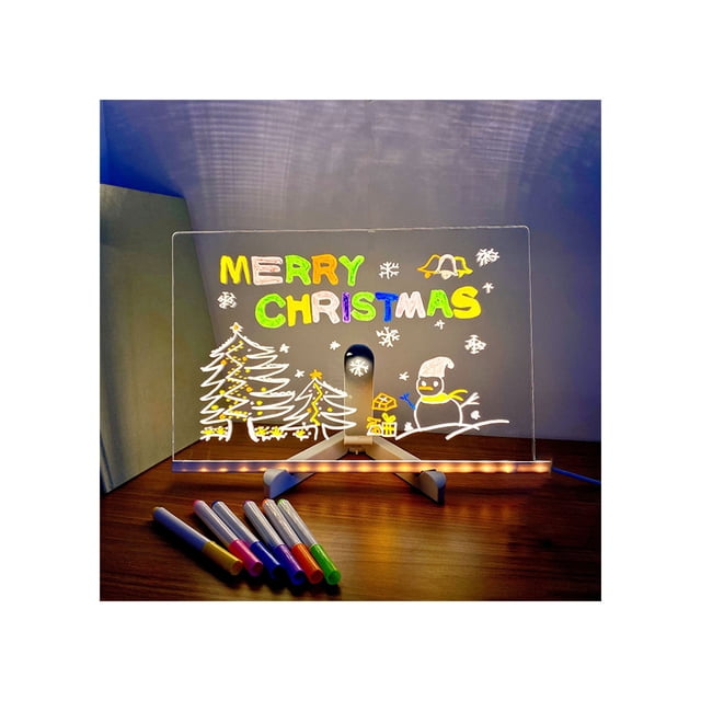 Cateissary Dibujo Nota Mensaje Tablero Lámpara Borrable Luz de noche Decoración Mesita de noche Vacaciones Reescribible Dormitorio Interior Personalizado Artesanía 30x20CM Cateissary HA067330-03