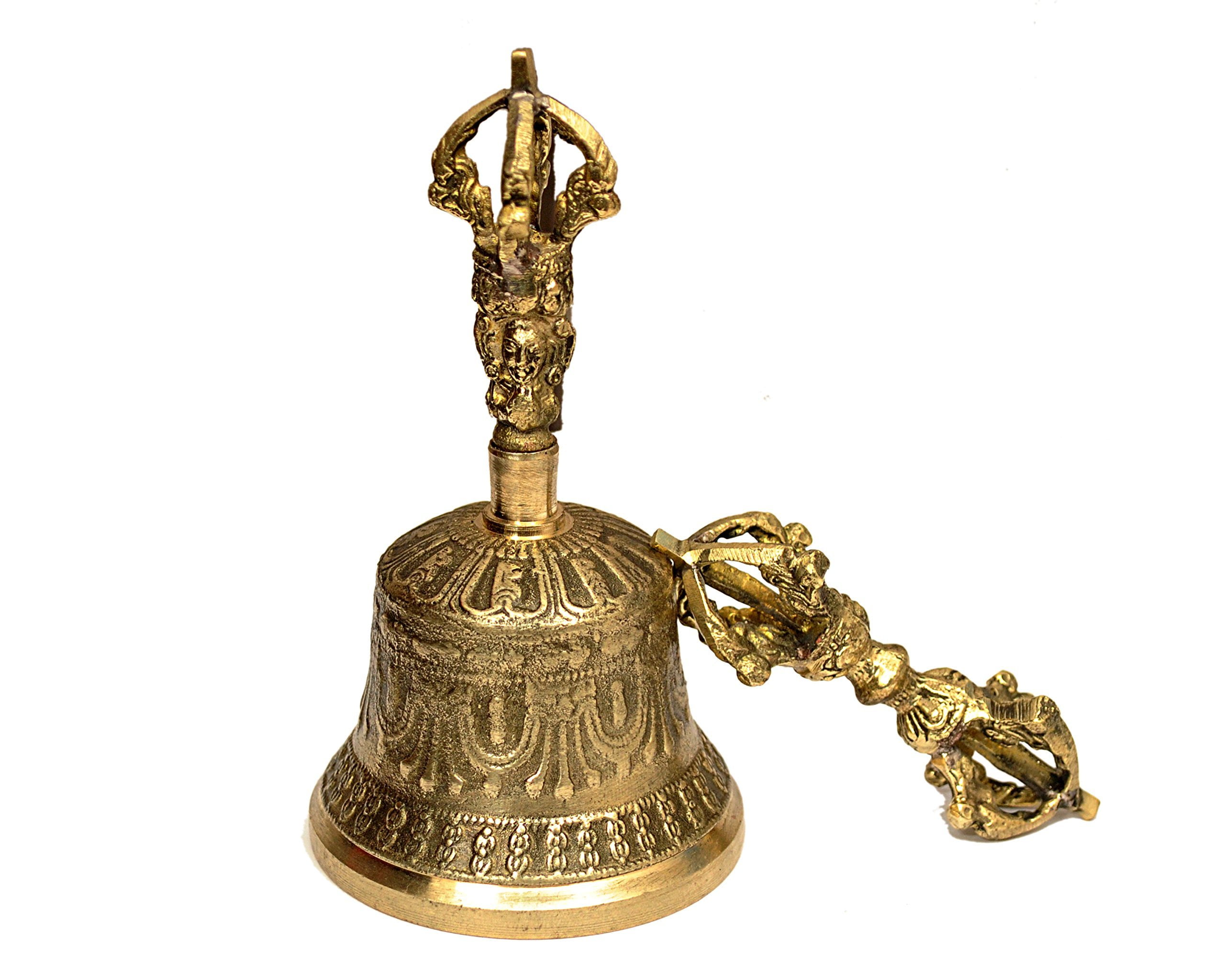 Handcrafted Tibetan Buddhist Temple Meditation Singing Bell with Dorje  Vajra Buddhism Practice Instrument