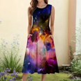 thumbnail image 1 of WILLBEST Vestidos Cortos Para Mujer Vestido Informal Con Bolsillo Sin Mangas Y Estampado De Cielo Estrellado Para Mujer, 1 of 3