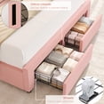 thumbnail image 2 of Homfa Full Size LED Bed Frame with 2 Drawer Storage, Wingback Platform Bed with Velvet Upholstered Headboard, Pink, 2 of 9