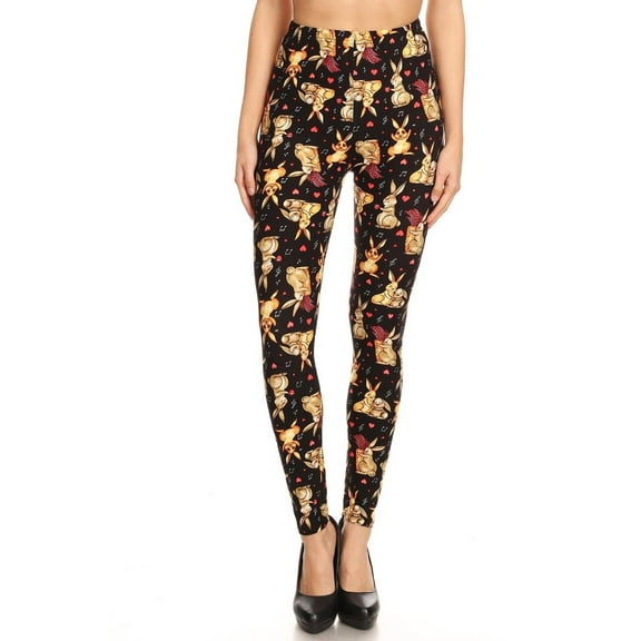 Buttery Soft Bunny Rabbit Leggings (One Size Regular,Black)