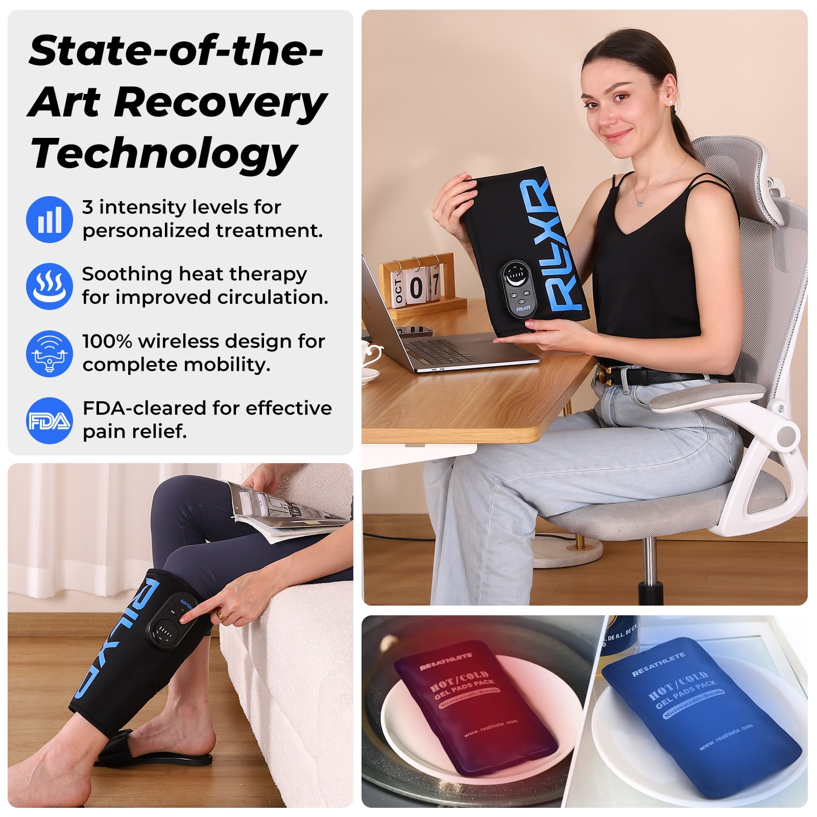 RLXR Calf Massager – Rechargeable Air Compression Massager for