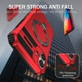 thumbnail image 4 of for iPhone 16 Plus Armor Case Stand, [Compatible with MagSafe] Military Grade Drop Protection Rugged Shockproof Grip Hard Heavy Duty Bumper Car Magnetic Cover For iPhone 16 Plus, Red, 4 of 10