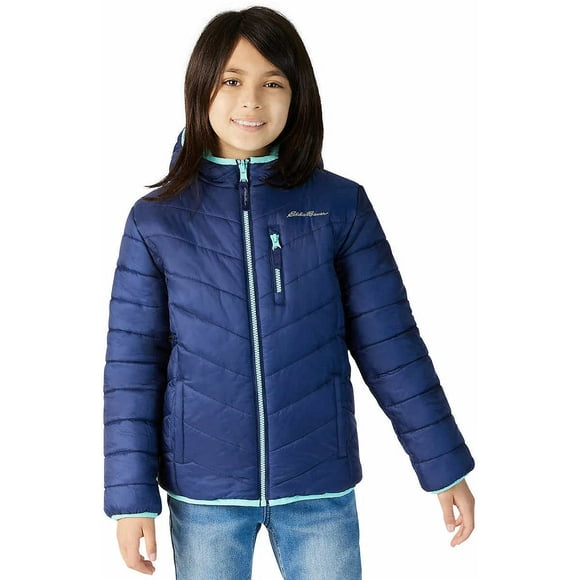 Eddie Bauer Kids Deer Harbor Reversible Hooded Jacket (Navy/Aqua, X-Small 5/6)