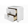 thumbnail image 3 of Shelyn White Teddy Sherpa Chrome Glass Top Nightstand, 3 of 9