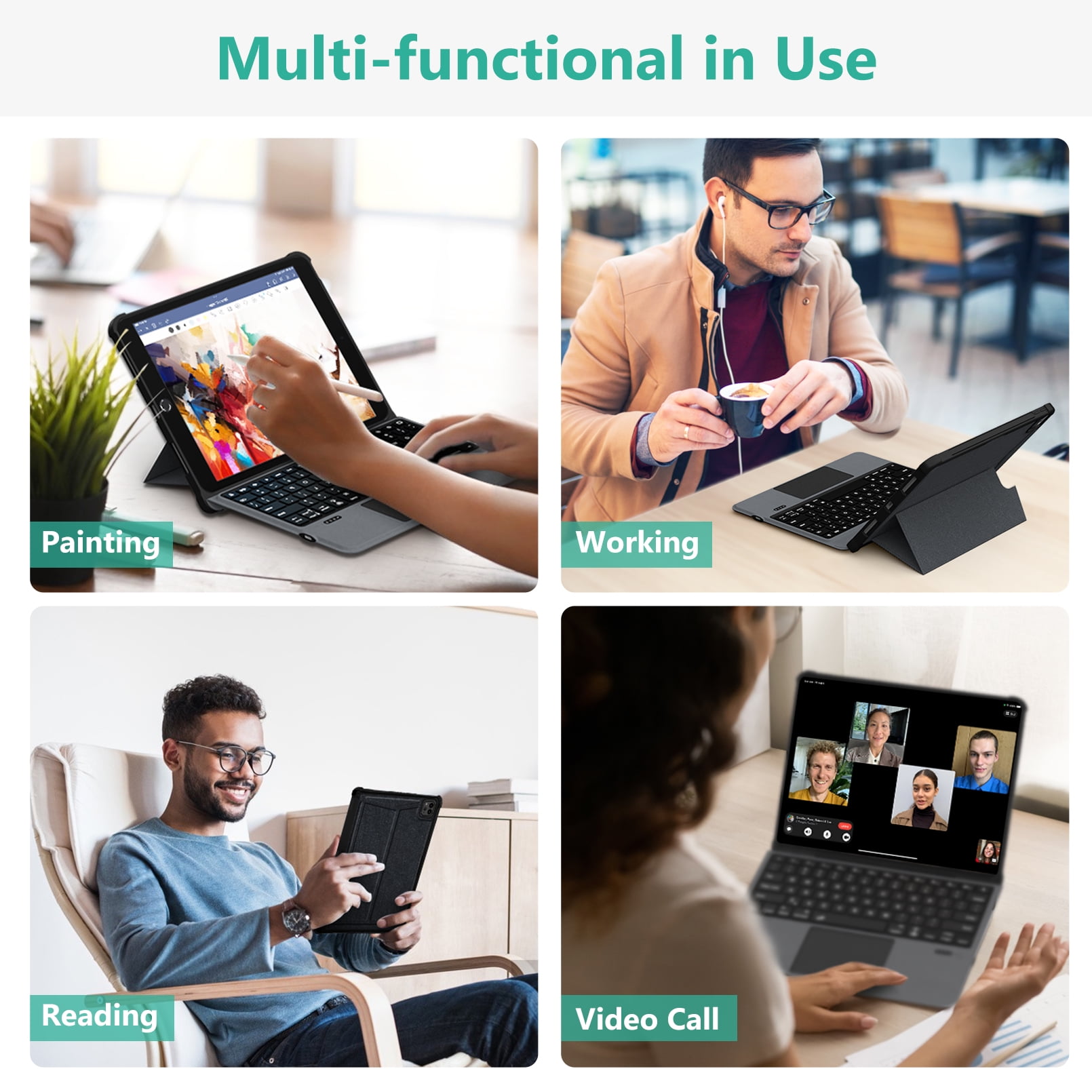 Keyboard for iPad Pro 11 inch, iPad Air 5th / 4th Gen，iPad 10.9in Case with Keyboard ，Wireless Bluetooth Magnetic Detachable iPad Keyboard Folio with Trackpad, Backlit, Pencil Holder