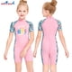 thumbnail image 4 of Buceo vela chicas traje de neoplas uv protección niños traje de baño manga corta redondo cuello redondo cremallera traje de baño rompiendo guardia shorty mojado traje rosa s Vogacara OD003665-01, 4 of 7