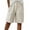 Beige, variant on Sheghy Womens Shorts 100%Cotton Women's Elastic Waist Shorts Button Front Casual Loose Solid Knee Length Shorts with Pockets