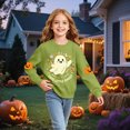 thumbnail image 5 of CAUYDY Kids Halloween Shirts Ghost T-Shirt Girls Raglan Long Sleeve Crewneck T Shirts Fall Clothes Casual Tee Tops Green Sizes 3-4 Years, 5 of 6