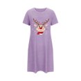 thumbnail image 3 of Oksale Funny Reindeer Christmas Night Gown Women Casual Round Neck Short Sleeve Party Pajama Dress Soft Loose Fit Sleepwear for Holiday 2026 Purple M, 3 of 6