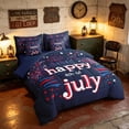 thumbnail image 2 of Manfei Modern Firework King Bedding, Happy 4th of July Print King Bed in a Bag, Red White Blue, Navy Reversible 7 Pieces, 2 of 6