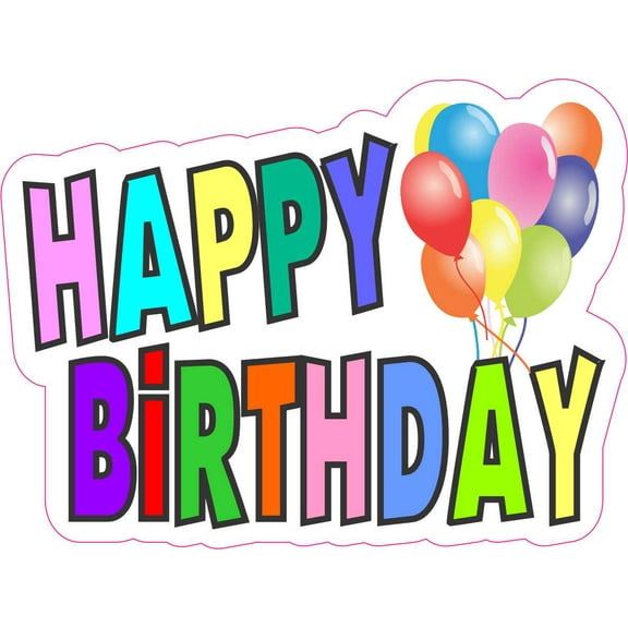 StickerTalk Happy Birthday Vinyl Sticker, 4 inches x 3 inches