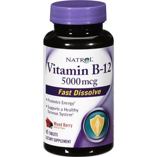 Natrol Vitamin B-12 Fast Dissolve Mixed Berry Supplement 5000mcg, 45ct ...