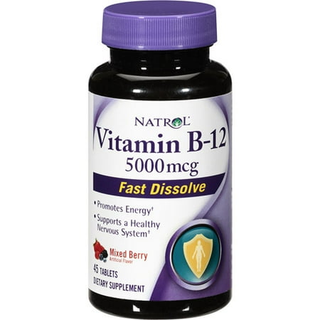 Natrol Vitamin B-12 Fast Dissolve Mixed Berry Supplement 5000mcg, 45ct
