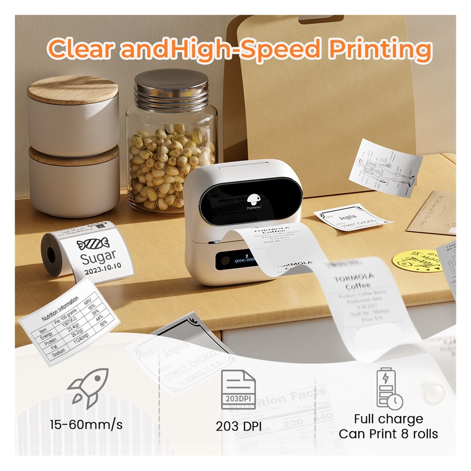 Label Printer Handheld Thermal Maker Bluetooth Barcode QR Code Sticker Paper Rolls Labeller