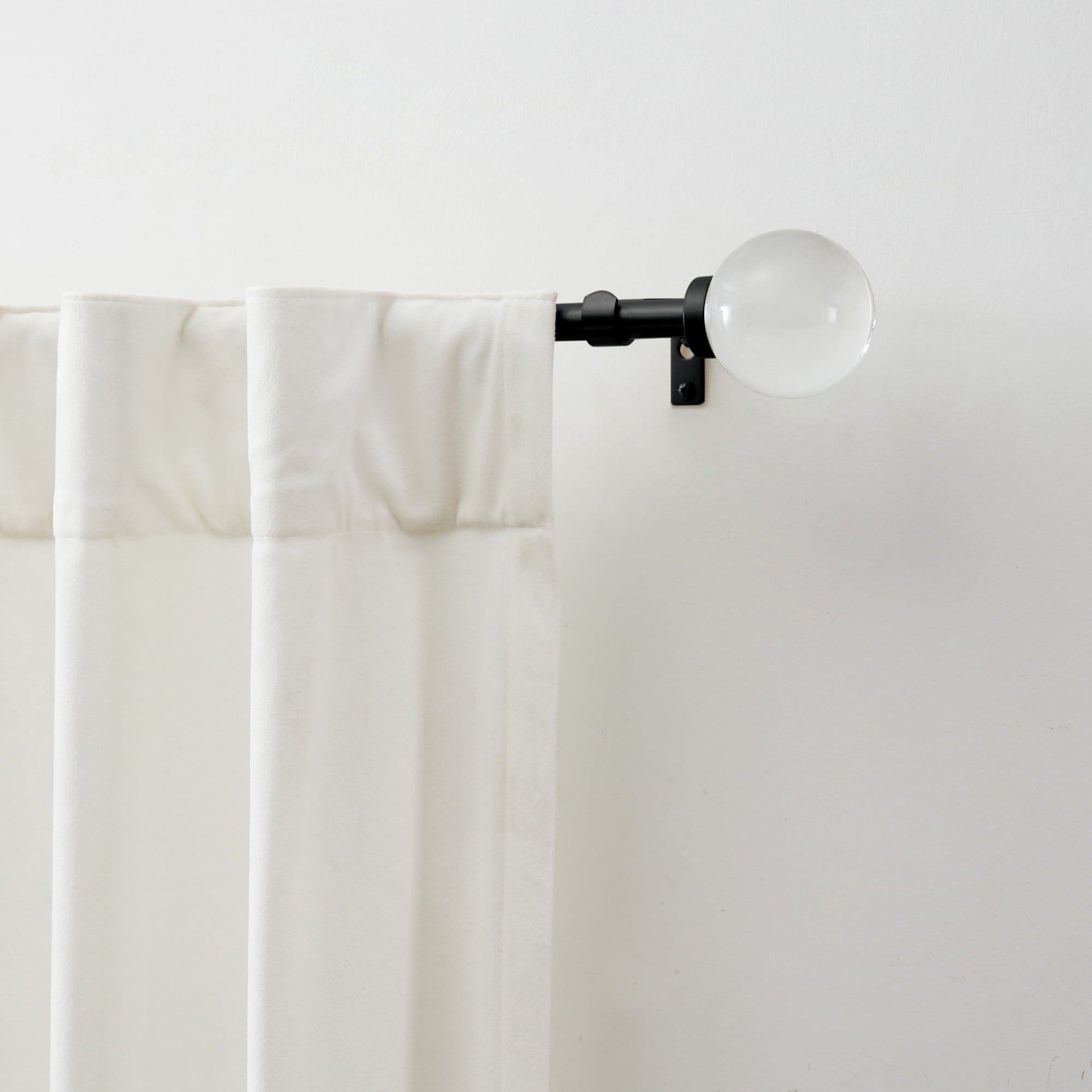 Martha Stewart Beaufort 3/4", Adjustable Curtain Rod and Finial Set, Matte Black, 66'' - 120'' Long
