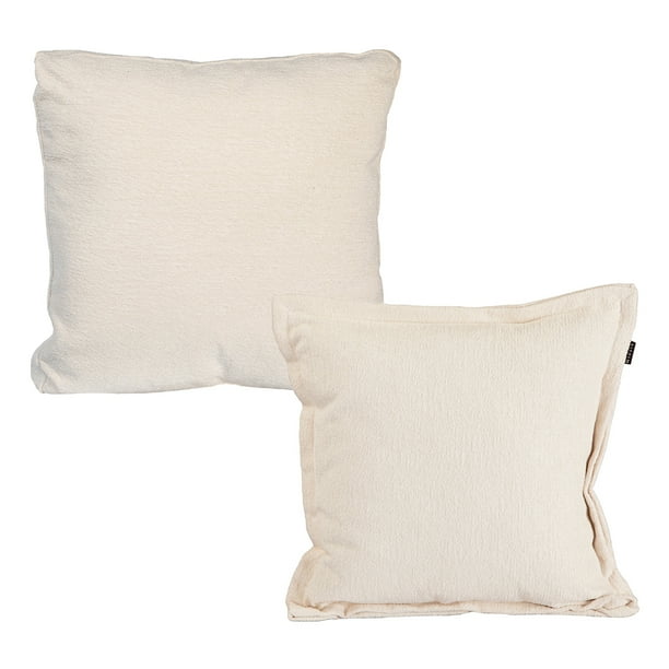 Set de 2 Cojines Decorativos DICASA Peco Marfil Cuadrado 1 Cuadrado Grande