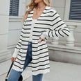 thumbnail image 5 of Aloohaidyvio Women's Knit Stripes Cardigan Sweater Long Sleeve Open Front Basic Classic Casual Soft Lightweight Knitted Shrug Black S, 5 of 8