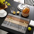 thumbnail image 3 of Farmhouse Haze Blue Brown Placemats Set of 4, Vintage Wooden Striped Placemats for Dining Table, Place Mats for Kitchen Tabletop, Waterproof Wipeable Dining Table Mats Set, 3 of 9