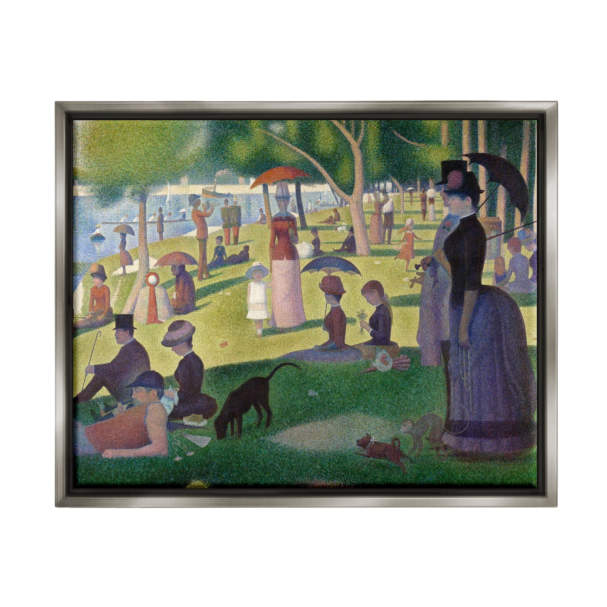 Stupell Industries Sunday on La Grande Jatte Georges Seurat Classic Painting Painting Luster Gray Floating Framed Canvas Print Wall Art, Design by one1000paintings